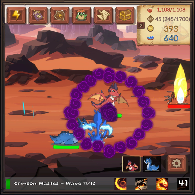 Crimson Wastes battle with full in-game UI